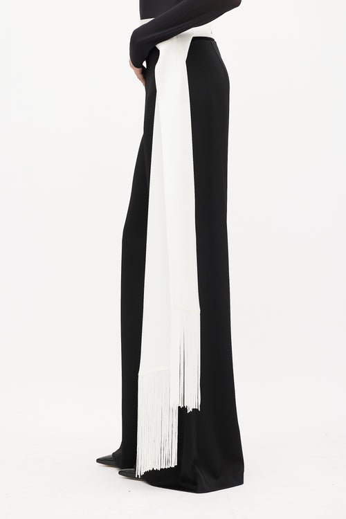 Galvan Black & White Fringe Sash Trouser