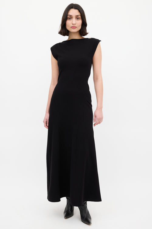 Galvan FW 2024 Black Wool Fatima Midi Dress