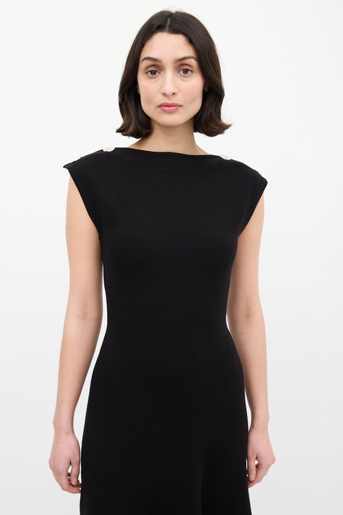 Galvan FW 2024 Black Wool Fatima Midi Dress