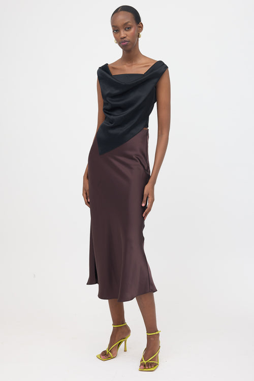 Galvan Satin Midi Skirt