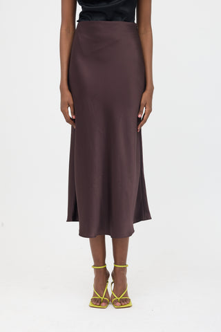 Galvan Satin Midi Skirt