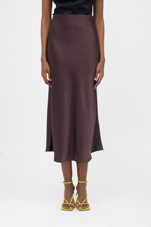 Galvan Satin Midi Skirt