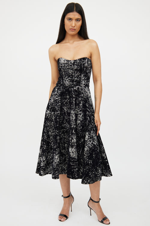 Giambattista Valli Black & White Velvet Lace Dress