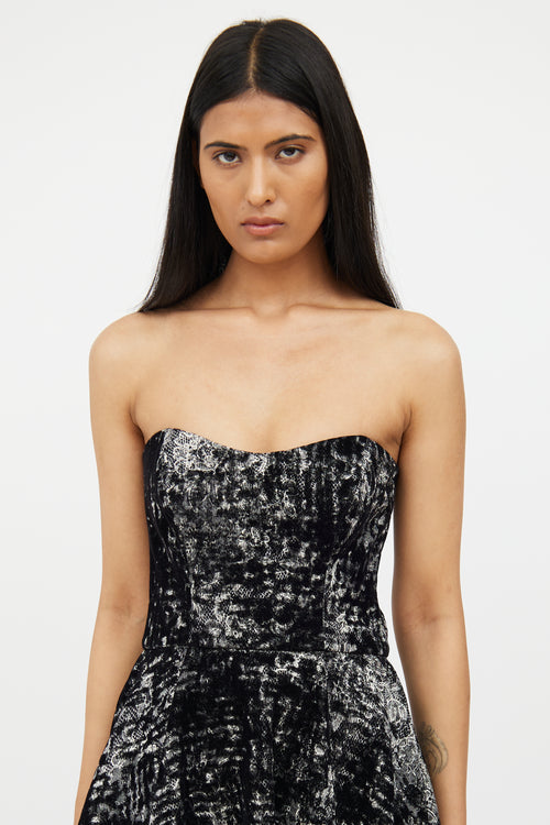 Giambattista Valli Black & White Velvet Lace Dress