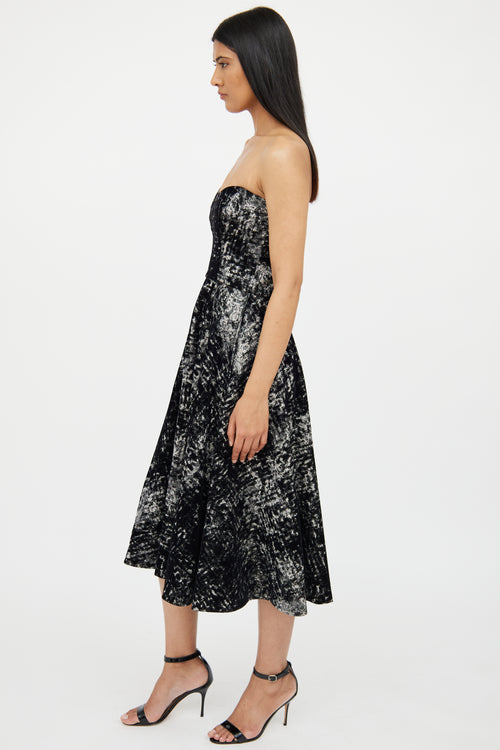 Giambattista Valli Black & White Velvet Lace Dress