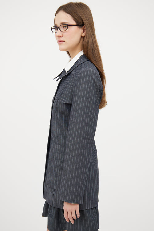 Ganni Grey & White Pinstripe Skirt Set