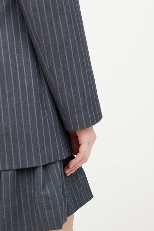 Ganni Grey & White Pinstripe Skirt Set