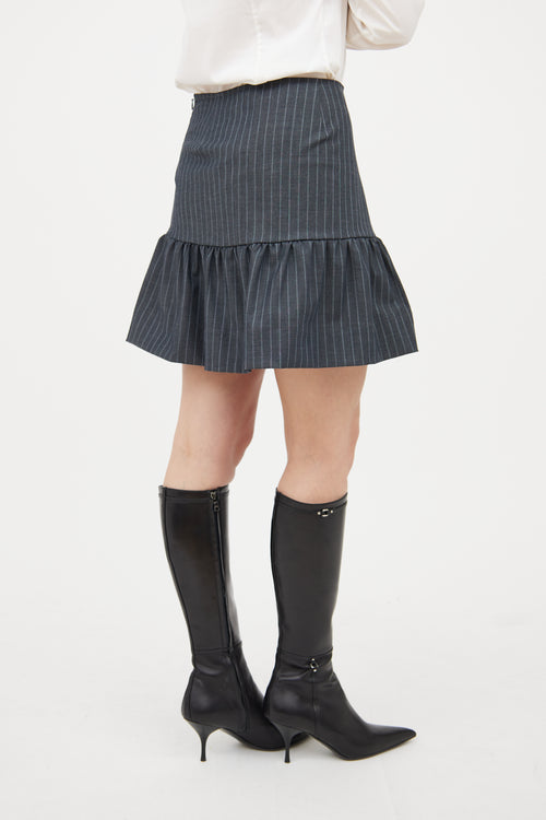 Ganni Grey & White Pinstripe Skirt Set