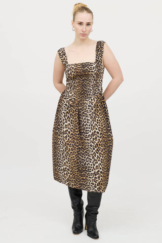 Ganni Smocked Printed Dress