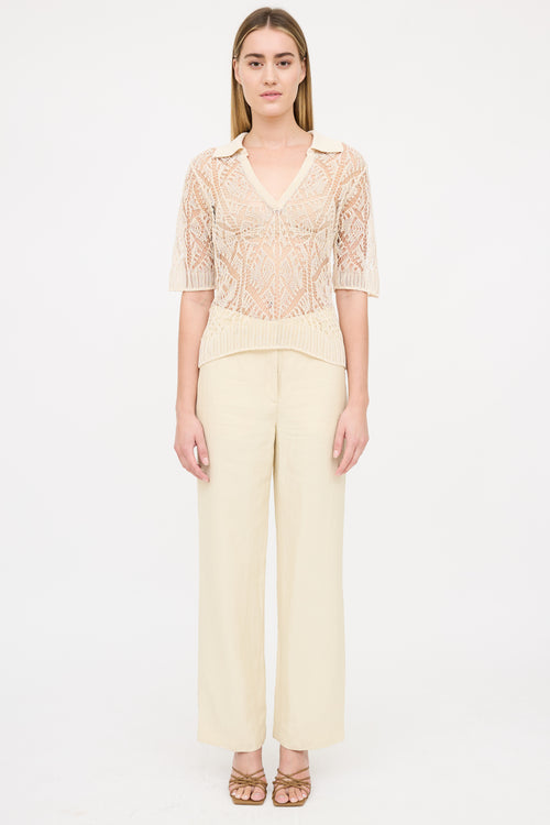 Ganni Woven Crochet Polo