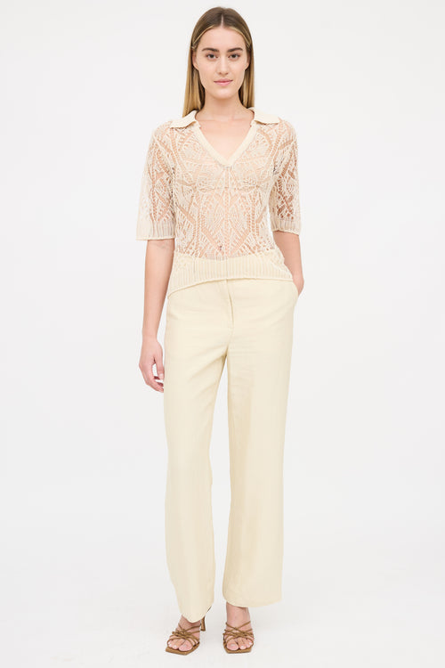 Ganni Woven Crochet Polo