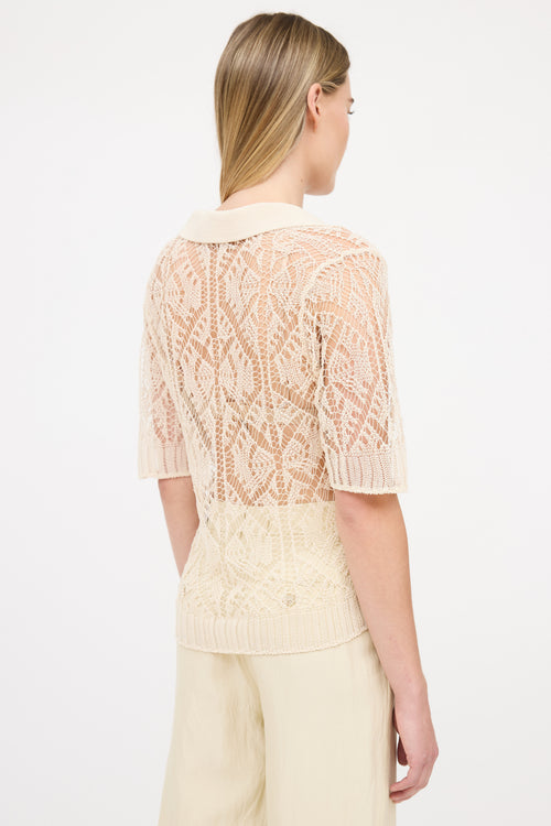 Ganni Woven Crochet Polo