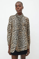Ganni Black & Brown Silk Print Shirt