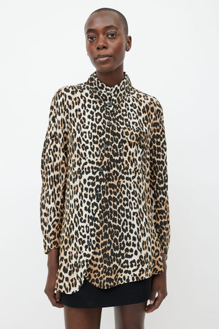 Ganni Black & Brown Silk Print Shirt