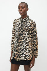 Ganni Black & Brown Silk Print Shirt