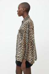 Ganni Black & Brown Silk Print Shirt