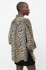 Ganni Black & Brown Silk Print Shirt