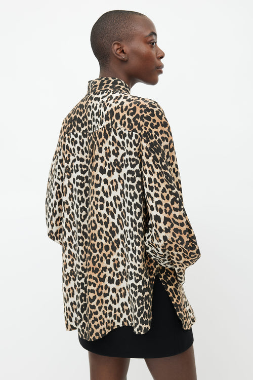Ganni Black & Brown Silk Print Shirt