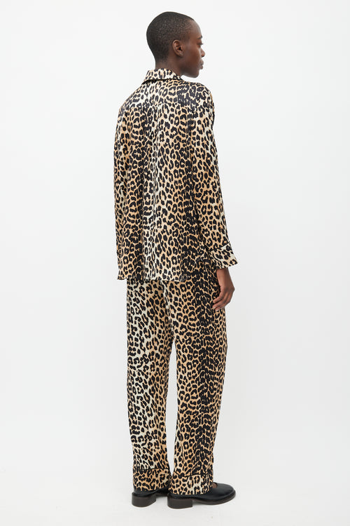 Ganni Black & Brown Silk Printed Set