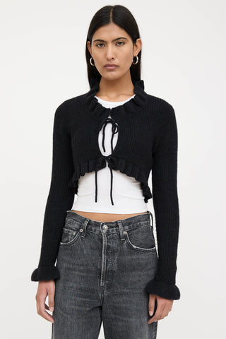 Ganni Wool Knit Cropped Cardigan
