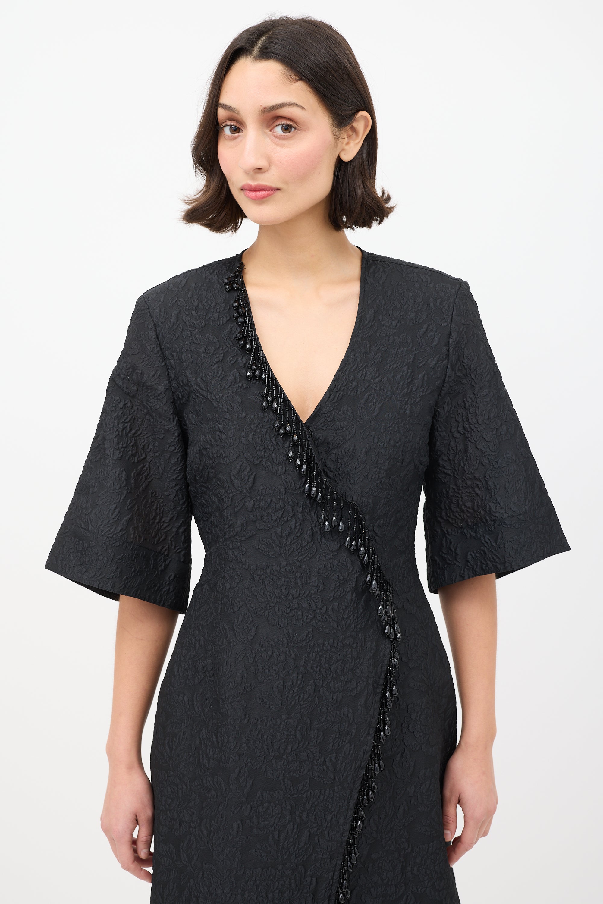 Ganni // Floral Jacquard Wrap Dress VSP Consignment Ganni // Floral Jacquard Wrap Dress VSP Consignment