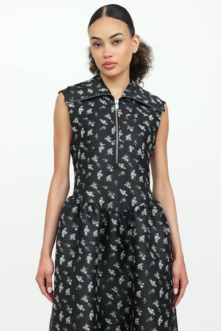 Ganni Floral Jacquard Midi  Dress