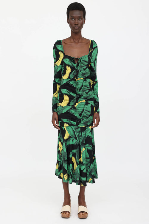 Palm Leaf Print Dress