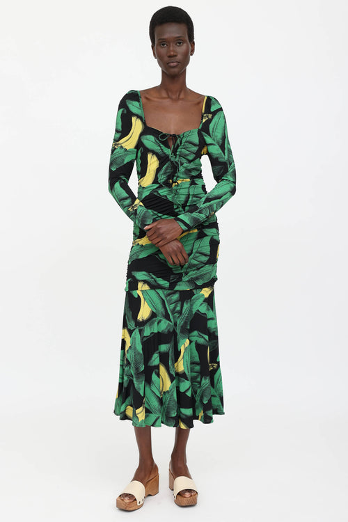 Palm Leaf Print Dress