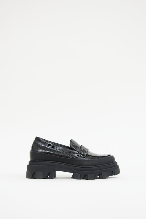 Ganni Black Patent Platform Loafer