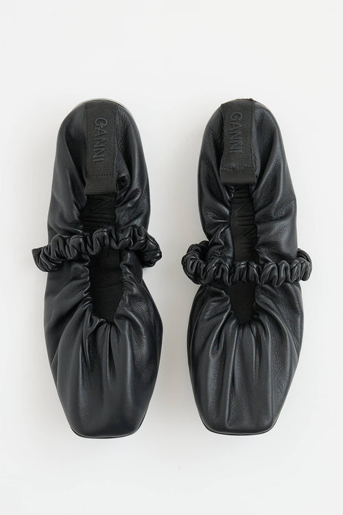 GanniScrunched Leather Ballet Flat