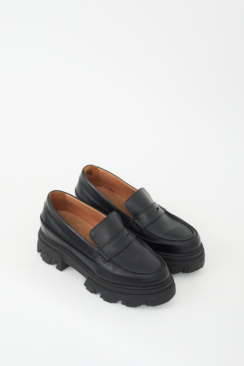 Ganni Black Leather Chunky Loafer