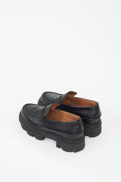 Ganni Black Leather Chunky Loafer