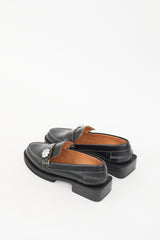 Ganni Black Leather Embellished Heeled Loafer