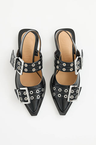 Ganni Feminine Buckle Ballerina Flat