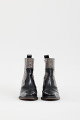 Ganni Black & Multicolour Embossed Leather Western Boot