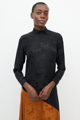 Ganni Black & Orange Silk Horse Dress