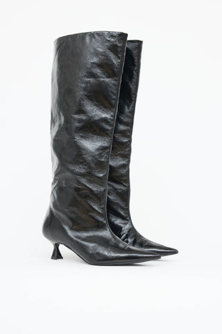 Ganni Patent Slouch Knee High Boot