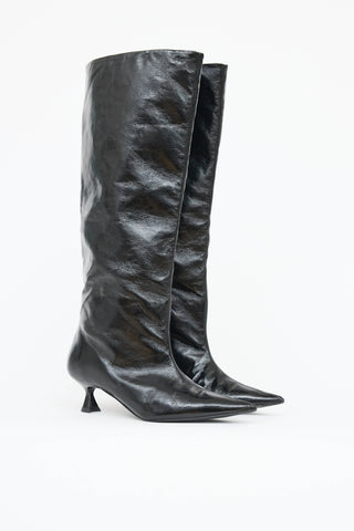 Ganni Patent Slouch Knee High Boot