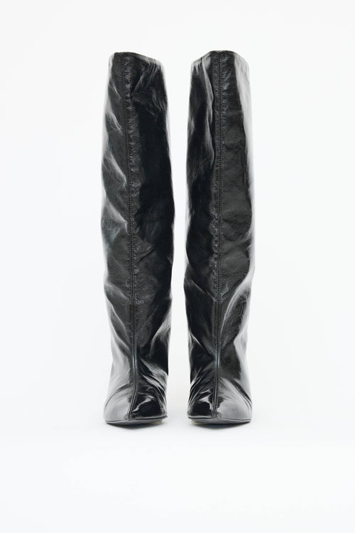 Ganni Patent Slouch Knee High Boot