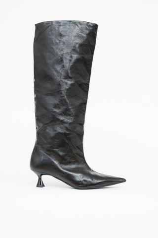 Ganni Patent Slouch Knee High Boot