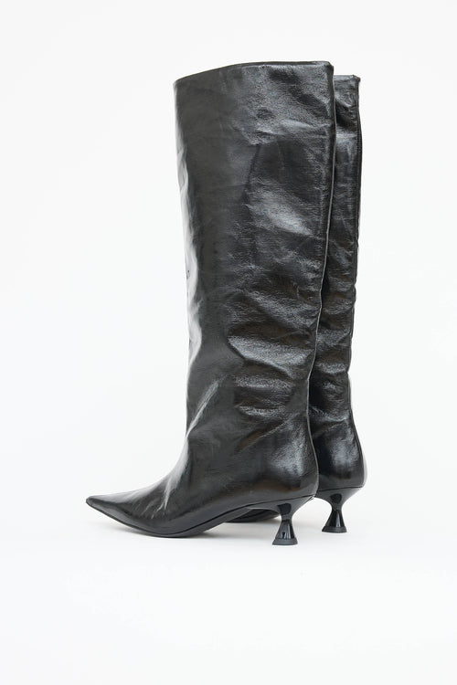 Ganni Patent Slouch Knee High Boot