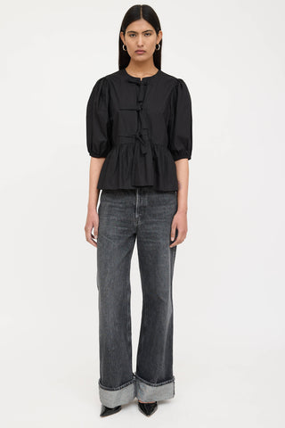Ganni Puffed Tie Top