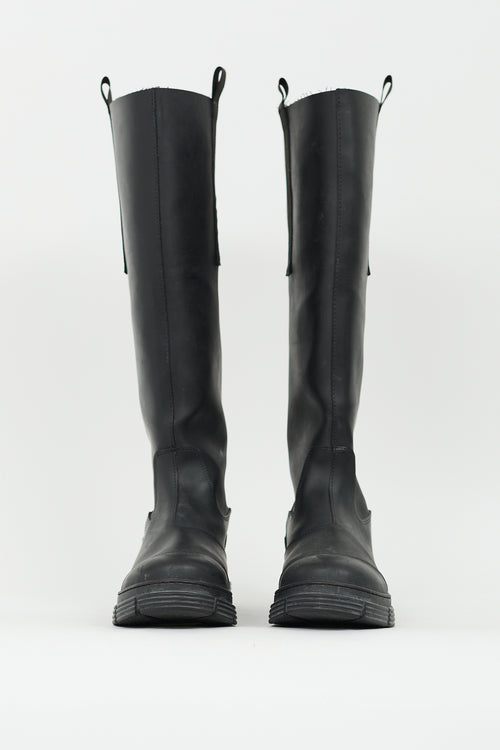 Ganni Black Rubber Country Boot