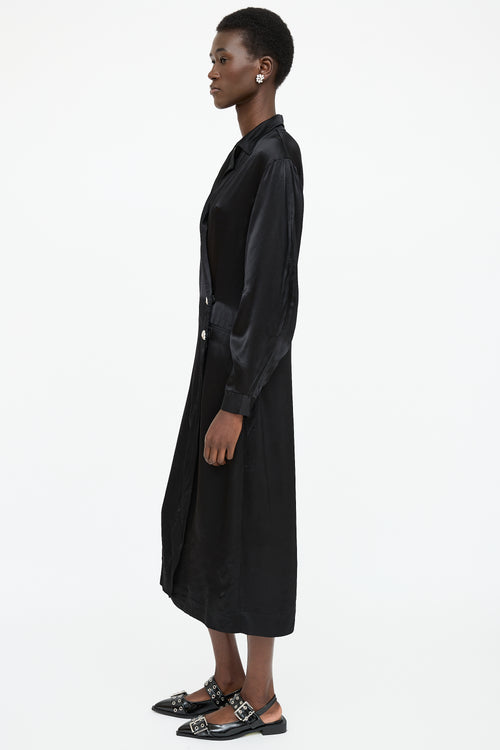 Ganni Satin Embellished Wrap Dress