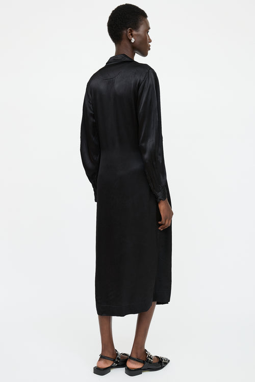 Ganni Satin Embellished Wrap Dress