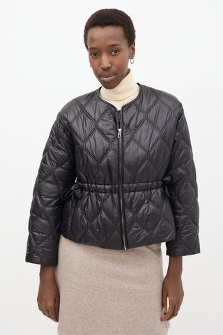 Black Shiny Quilted Jacket