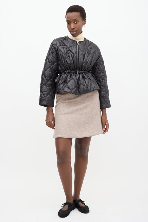 Black Shiny Quilted Jacket