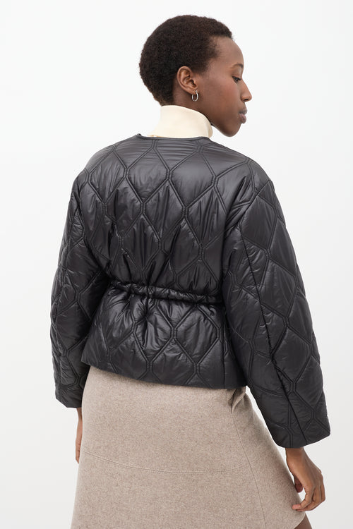 Black Shiny Quilted Jacket