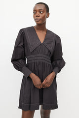 Ganni Black & White Contrast Stitch Dress