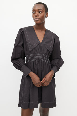 Ganni Black & White Contrast Stitch Dress